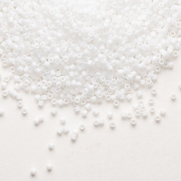 Seed bead, Delica®, glass, pkg/250g, #15 round, opaque matte rainbow chalk white (DBS-0351). image number 0
