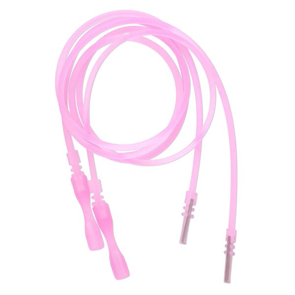 Necklace cord, silicone, translucent pink, 2-2.2mm wide, 16 inches with snap closure. Sold per pkg of 4. image number 0