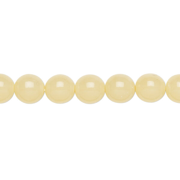 Bead, Czech dipped décor glass druk, cream, 8mm round. Sold per 15-1/2" to 16" strand. image number 0