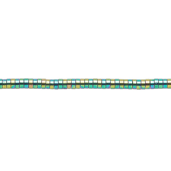 Hemalyke™ 1pkg1, electroplated rainbow heishi bead 8 inch 2x1mm image number 0