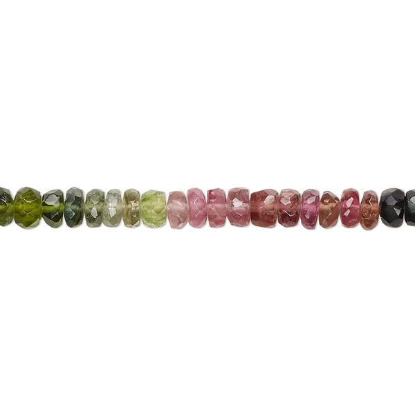Multi-tourmaline 1pkg1, hand-cut faceted rondelle bead natural 13 inch 3x2mm-5x3mm image number 0