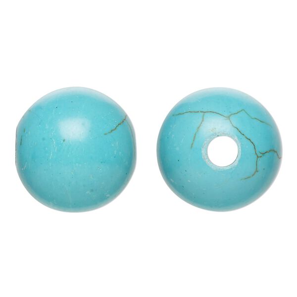 Bead, "turquoise" (resin) (imitation), blue, 18x17mm semi-round. Sold individually. image number 0