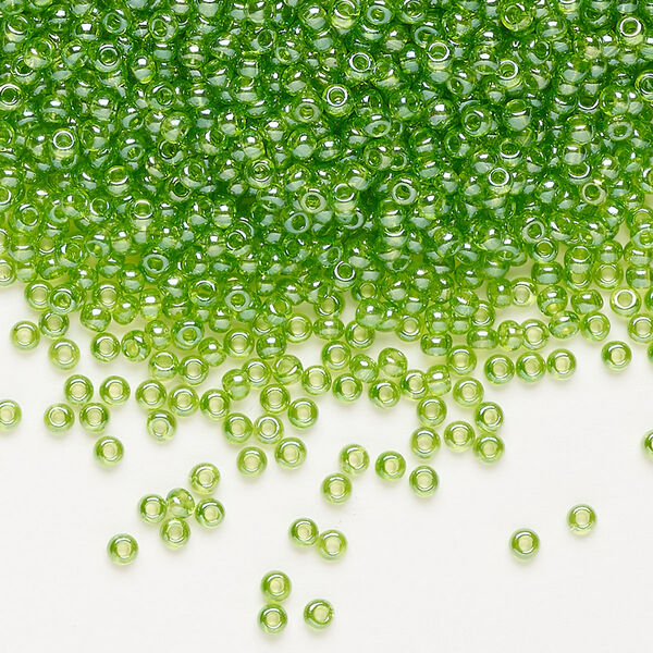 Seed bead, Preciosa Ornela Czech glass, pkg/50g, #11 rocaille, translucent luster green, (56430). image number 0