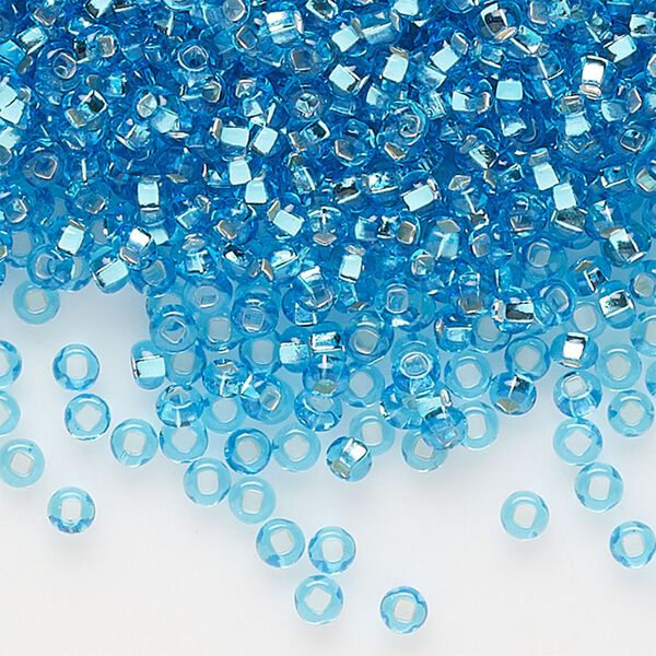 Seed bead, Preciosa Ornela Czech glass, pkg/50g, #11 rocaille, transparent silver-lined sky blue, (67010). image number 0