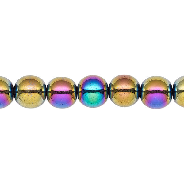 Bead, Hemalyke™ (man-made), rainbow, 8mm round. Sold per 15-1/2" to 16" strand. image number 0
