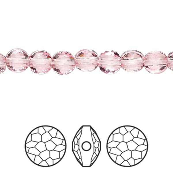 Bead 4pk light rose, Crystal Passions® 6mm puffed round 5034 image number 0