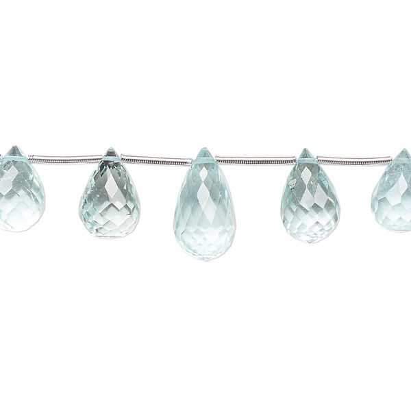 Aquamarine 1pkg1, hand-cut top-drilled faceted briolette bead 4 inch graduated 6x4mm-12x7mm image number 0