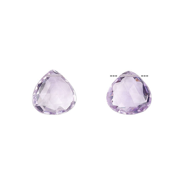 Lavender amethyst 1pkg2, hand-cut top-drilled faceted puffed teardrop bead natural 12mm image number 0