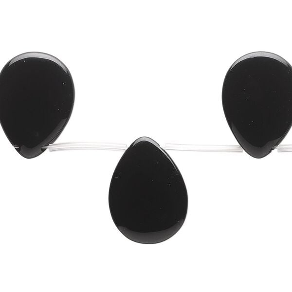 Black onyx 1pkg7, top-drilled teardrop bead 30x22mm image number 0