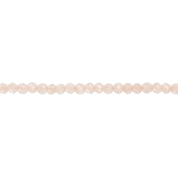 Peach flake moonstone 1pkg1, faceted round bead natural 13 inch 2mm image number 0