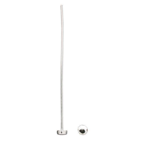 Head pin, sterling silver, 2-1/5 inches with 4mm rondelle, 20 gauge. Sold per pkg of 4. image number 0
