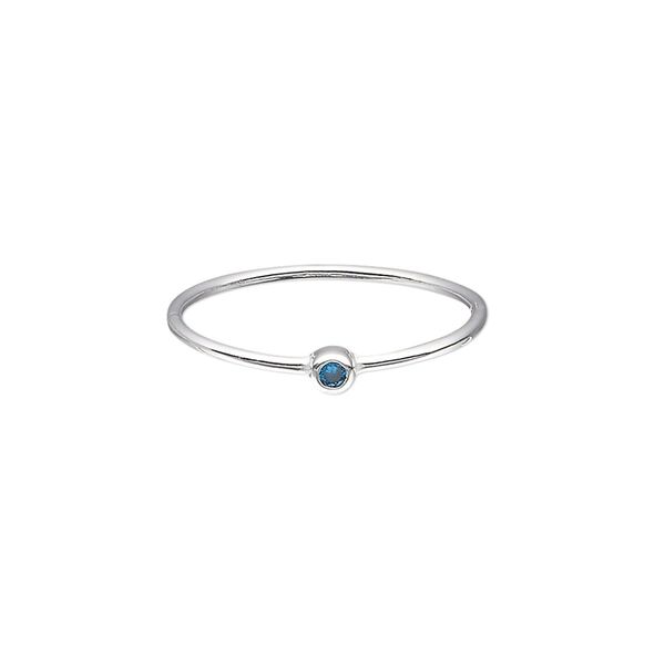 Ring, Create Compliments®, cubic zirconia and sterling silver, sky blue topaz, 3mm wide, size 9. Sold individually. image number 0