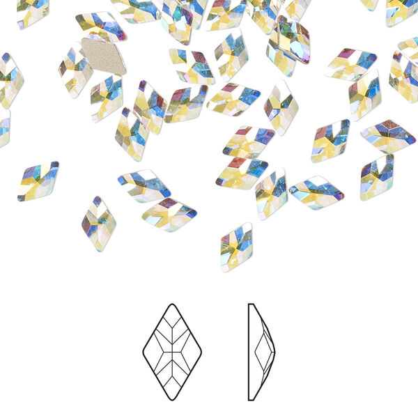 Flat back 720pk crystal AB foil back, Preciosa MAXIMA Czech crystal rhinestone 6x4mm rhombus image number 0