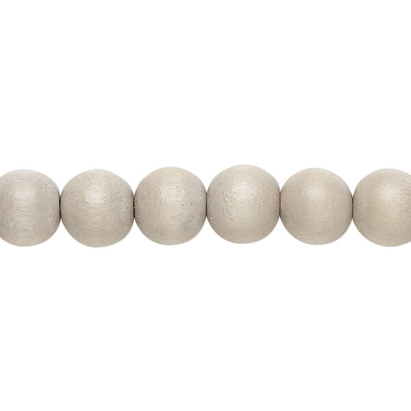 Bead, Taiwanese cheesewood (dyed / waxed), light grey, 7-8mm round. Sold per pkg of (2) 15-1/2" to 16" strands. image number 0