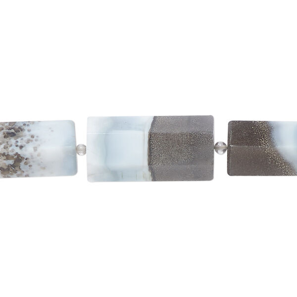 Blue-grey Peruvian opal 1pkg10, 5-sided tube bead natural graduated 9x4mm-22x9mm image number 0