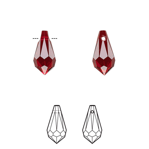 Drop 24pk Siam, Crystal Passions® 13x6.5mm pendant teardrop 6000 image number 0