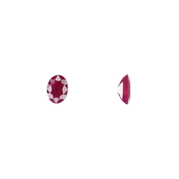 Ruby 1pkg1, hand-cut faceted oval gem 7x5mm image number 0