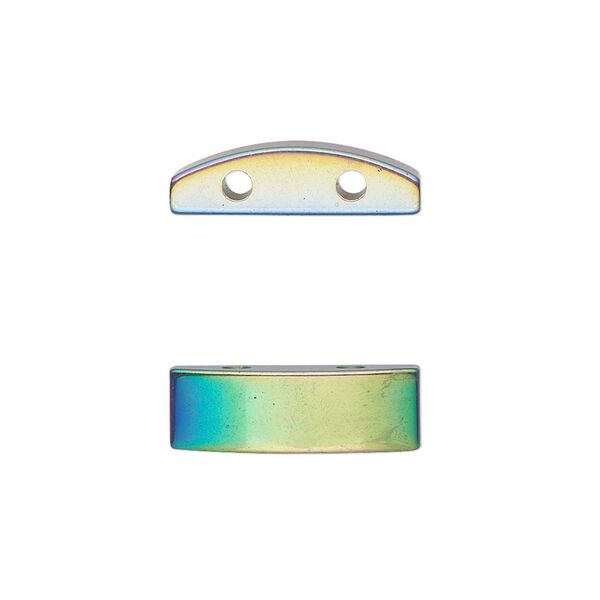 Hemalyke™ 1pkg6, electroplated 2-hole flat half round spacer bead 18.5x6mm image number 0