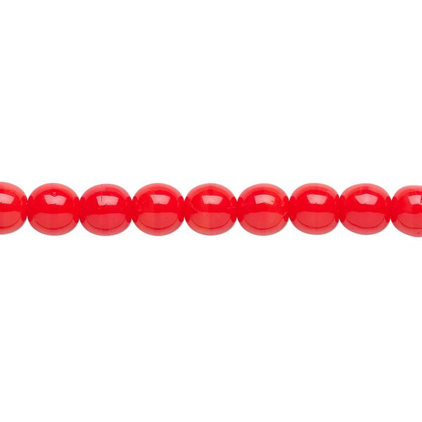 Bead, Czech glass druk, opaque orange, 6mm round. Sold per 15-1/2" to 16" strand. image number 0