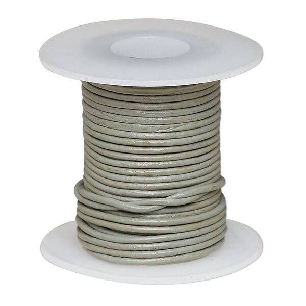 Cord, leather (dyed), grey, 0.5-0.8mm round. Sold per 5-yard spool. image number 0