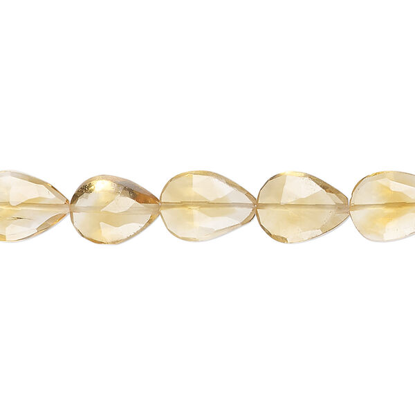 Citrine 1pkg1, hand-cut faceted puffed teardrop bead 8 inch 9x6mm-13x9mm image number 0