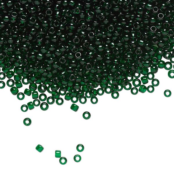 Seed bead, TOHO BEADS®, glass, pkg/7.5g, #11 round, transparent emerald green (TR-11-939). image number 0