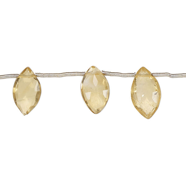 Citrine 1pkg13, hand-cut top-drilled faceted puffed marquise bead 10x5mm-12x7mm image number 0