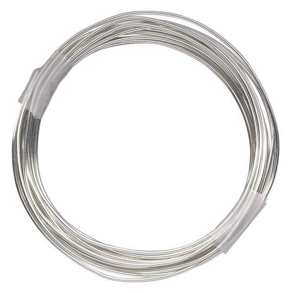 Wire, sterling silver-filled, dead-soft, round, 18 gauge. Sold per pkg of 100 feet. image number 0
