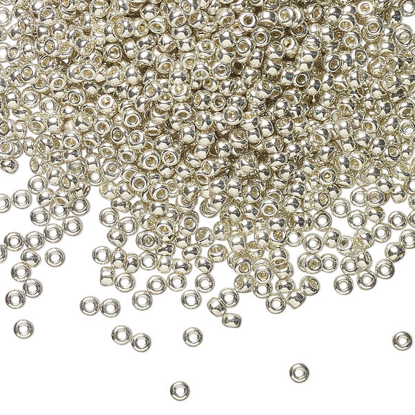 Seed bead, Miyuki, glass, pkg/25g, #11 rocaille, opaque galvanized silver, (RR-181). image number 0
