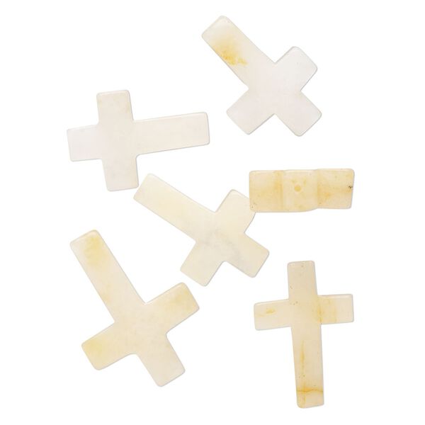 Peach quartz 1pkg6, half-drilled cross drop natural 21x14mm-25x18mm image number 0