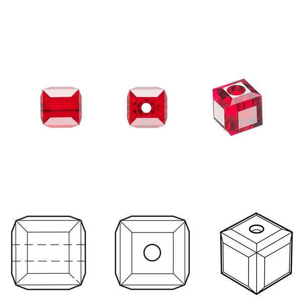 Bead 144pk light Siam, Swarovski® 6mm cube 5601 image number 0