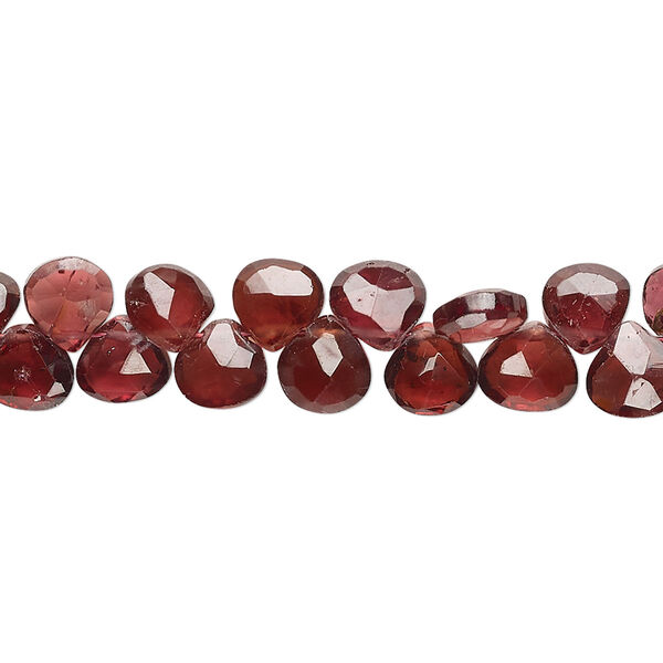 Garnet 1pkg1, hand-cut top-drilled faceted puffed teardrop bead natural 8 inch 6-7mm image number 0
