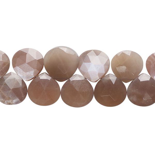 Coffee moonstone 1pkg1, hand-cut top-drilled faceted puffed teardrop bead natural 8 inch 8x8mm-10x10mm image number 0