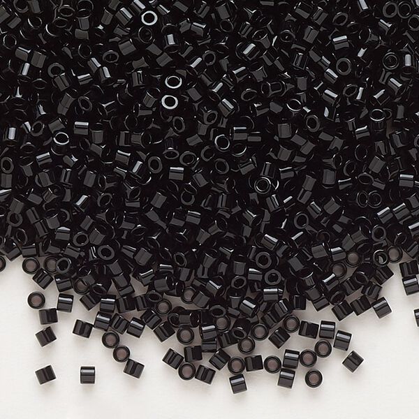 Seed bead, Delica®, glass, pkg/7.5g, #15 round, opaque black (DBS-0010). image number 0