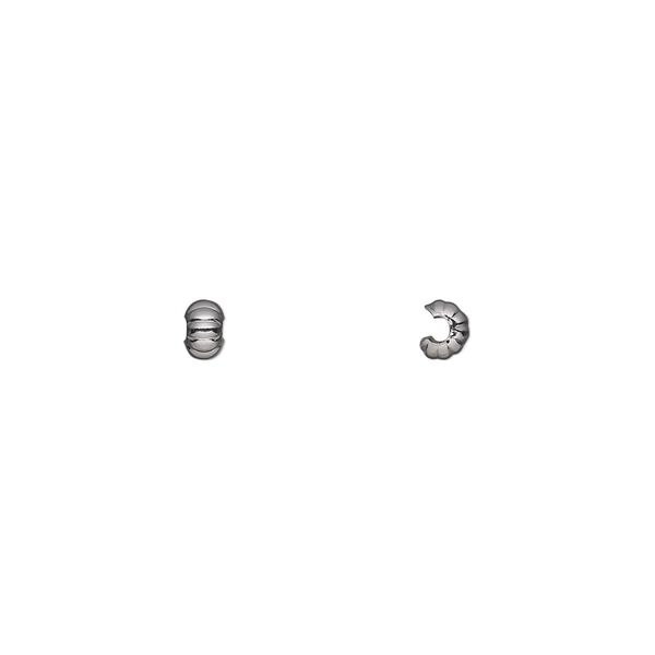 Crimp cover, gunmetal-plated brass, 3mm corrugated round. Sold per pkg of 100. image number 0