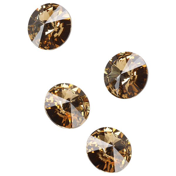 Chaton 144pk light Colorado topaz foil back, Swarovski® 12mm rivoli 1122 image number 0