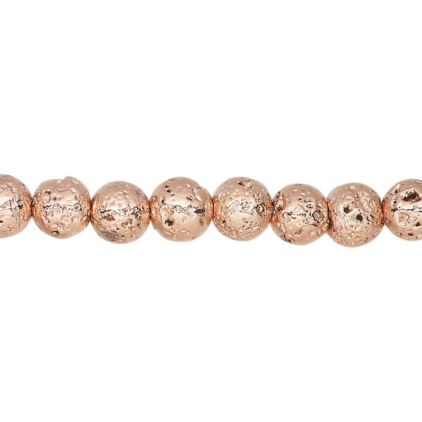 Lava rock 1pkg1, electrocoated round bead 15.5-16 inch 6-7mm image number 0