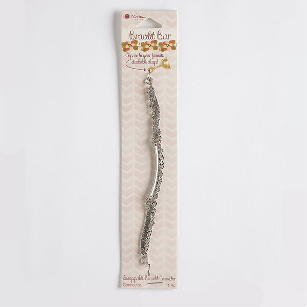 Bracelet component, 2-strand, glass rhinestone with silver-finished steel and "pewter" (zinc-based alloy), clear, 9mm wide with 3.6mm curb and 4mm twisted curb, 5-1/2 inches. Sold individually. image number 0