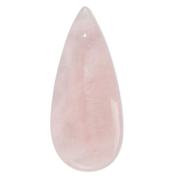 Rose quartz 1pkg1, top-drilled flat teardrop focal natural 46x20mm image number 0