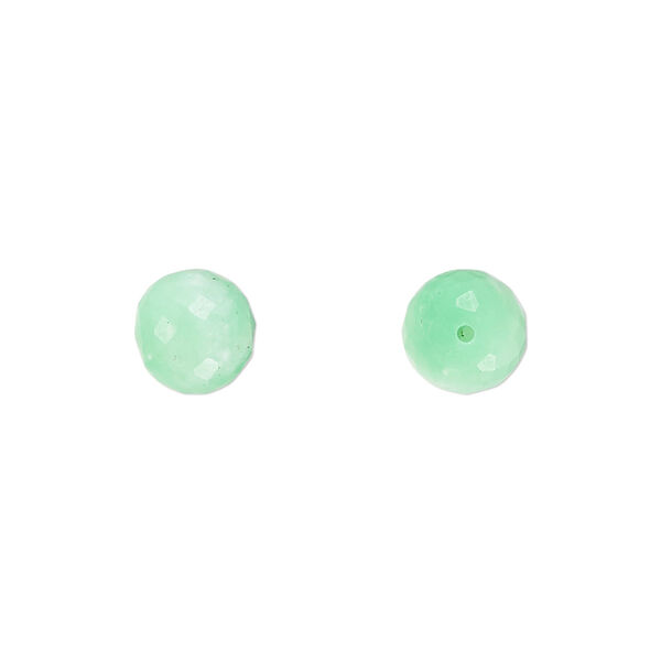 Chrysoprase 1pkg2, hand-cut half-drilled faceted round bead natural 8mm image number 0