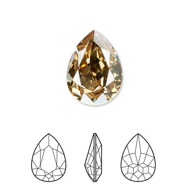 Fancy stone 48pk crystal golden shadow foil back, Swarovski® 18x13mm pear 4320 image number 0