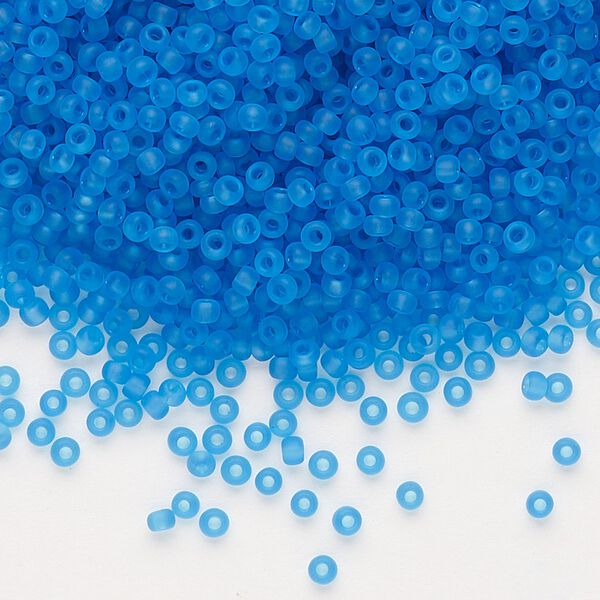 Seed bead, Dyna-Mites™, glass, pkg/40g, #11 round, translucent matte turquoise blue, (15MA 11/0 RR). image number 0