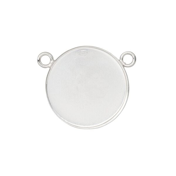 Connector, sterling silver, 21mm round with 20mm bezel cup setting. Sold individually. image number 0