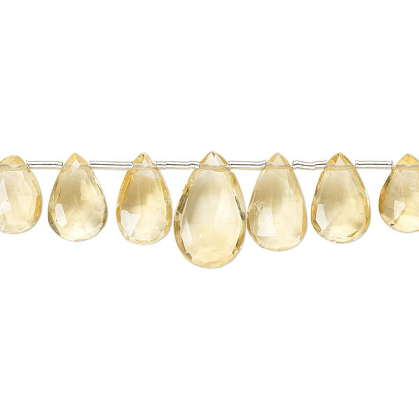 Citrine 1pkg1, hand-cut top-drilled faceted puffed teardrop bead 4 inch graduated 6x4mm-12x7mm image number 0