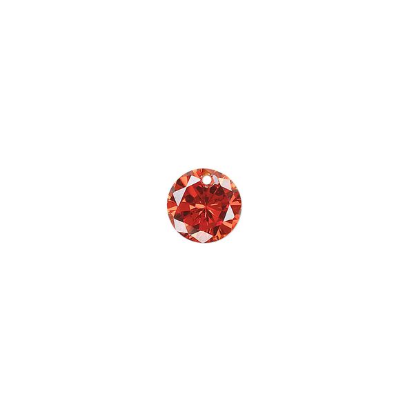 Drop, cubic zirconia, orange, 8mm hand-faceted round, Mohs hardness 8-1/2. Sold per pkg of 8. image number 0