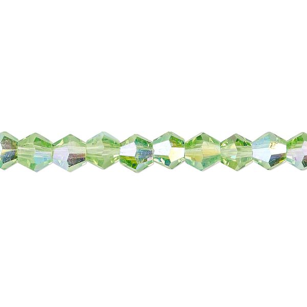 Bead 1pk transparent lime green AB, Celestial Crystal® 6mm bicone 15.5-16 inch image number 0