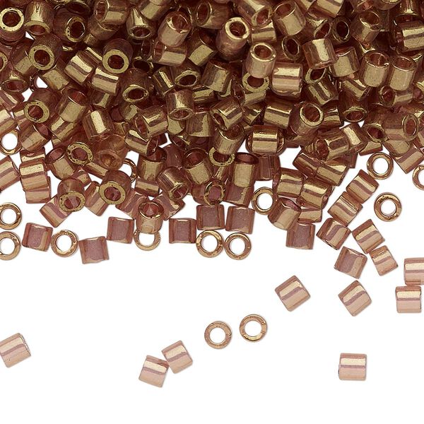 Seed bead, Delica®, glass, pkg/250g, #8 round, translucent gold luster light topaz (DBL-0115). image number 0