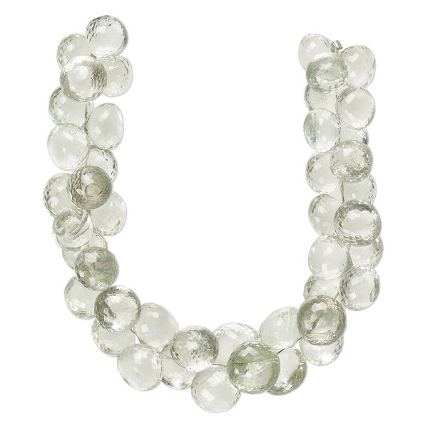 Green quartz 1pkg1, hand-cut top-drilled micro-faceted teardrop bead 8 inch graduated 10x9mm-14x12mm image number 0