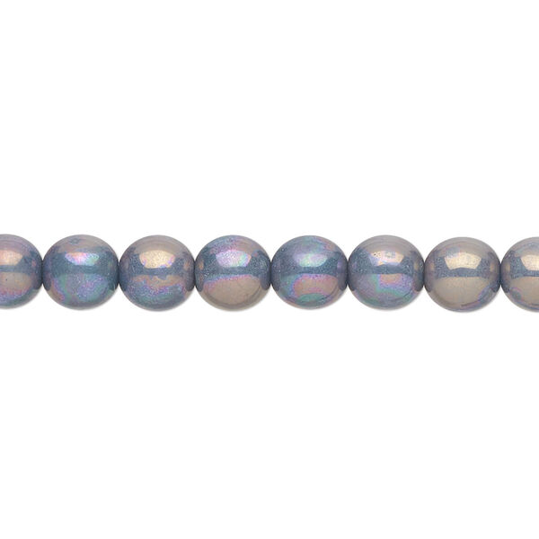 Bead, Czech glass druk, opaque light green nebula, 6mm round. Sold per 15-1/2" to 16" strand. image number 0