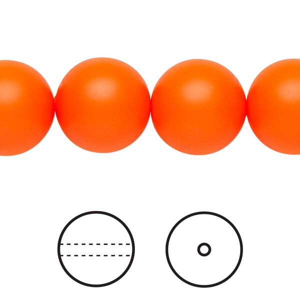 Pearl 10pk neon orange, Crystal Passions® 14mm round 5811 image number 0